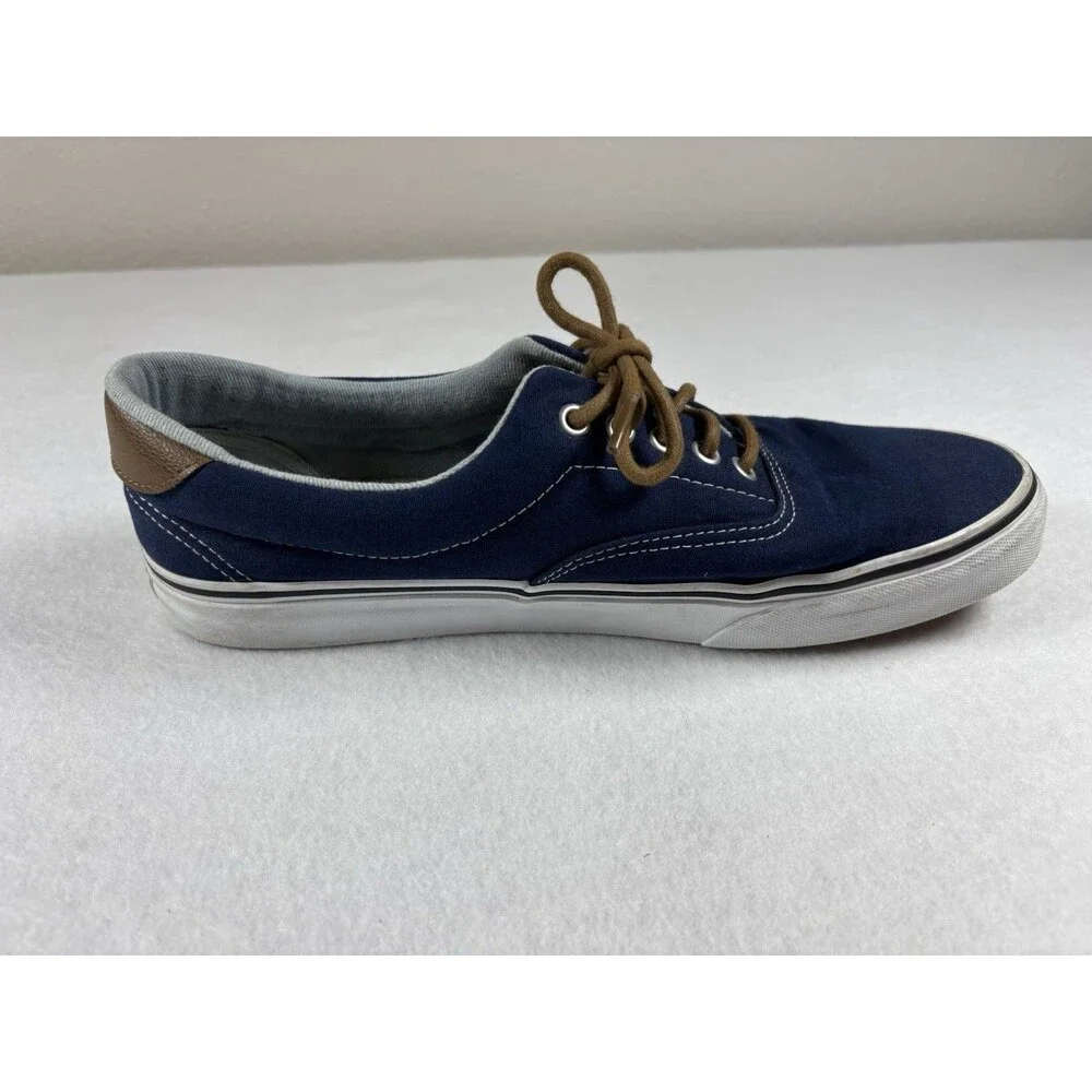 Vans Era Navy Blue Canvas Sneakers Brown Laces Men’s Size 11.5 Casual Shoes